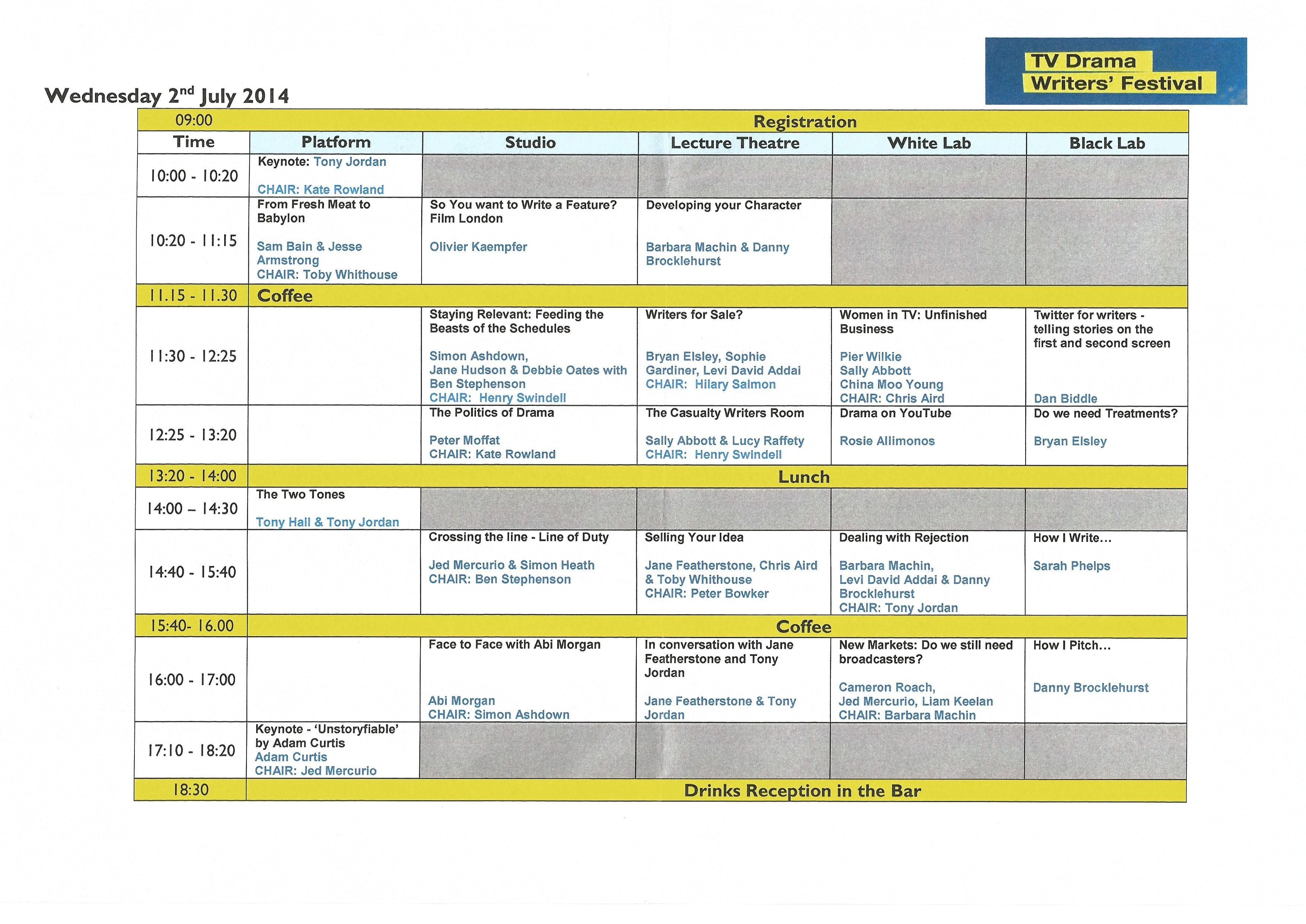 TV Drama Writers Festival 2014 schedule300dpi